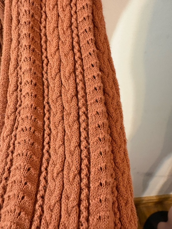 Love riche Ruffle-Trim Cable Knit Sweater women’s Large Rust ruffled shoulders - Picture 7 of 10